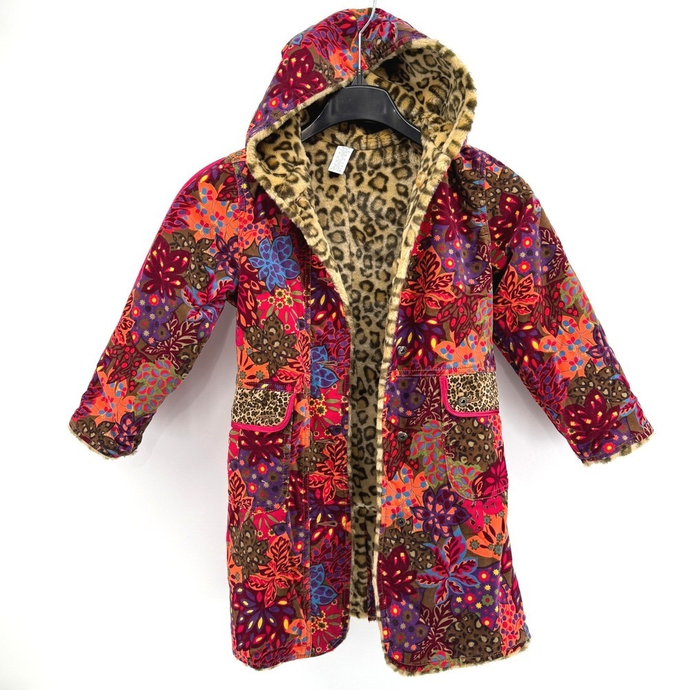 The Children's Place Girls M (7/8) Pre-Owned Hooded Parka Leopard Lined Jacket